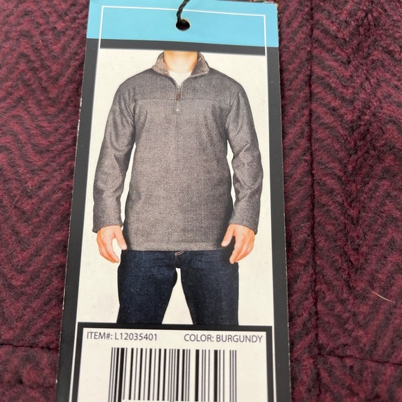 NWT London Fog Sherpa lined fleece 1/4 zip maroon - Picture 3 of 3